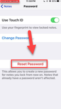 Reset Forgotten Notes App Password