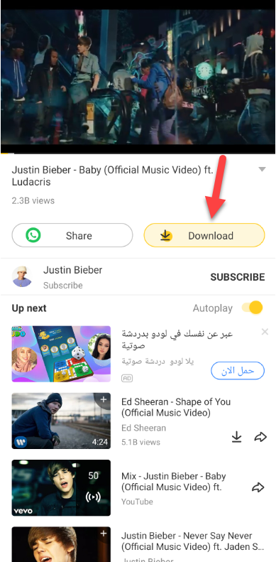Download YouTube Videos using Snaptube