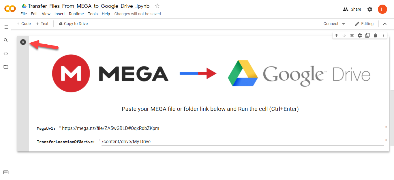 Transfer Files from Mega to Google Drive
