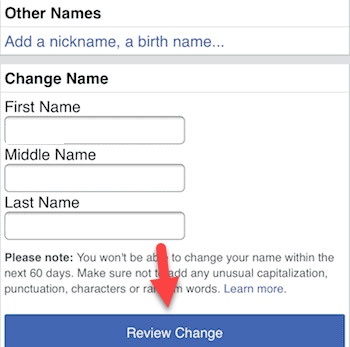 Single Name in Facebook