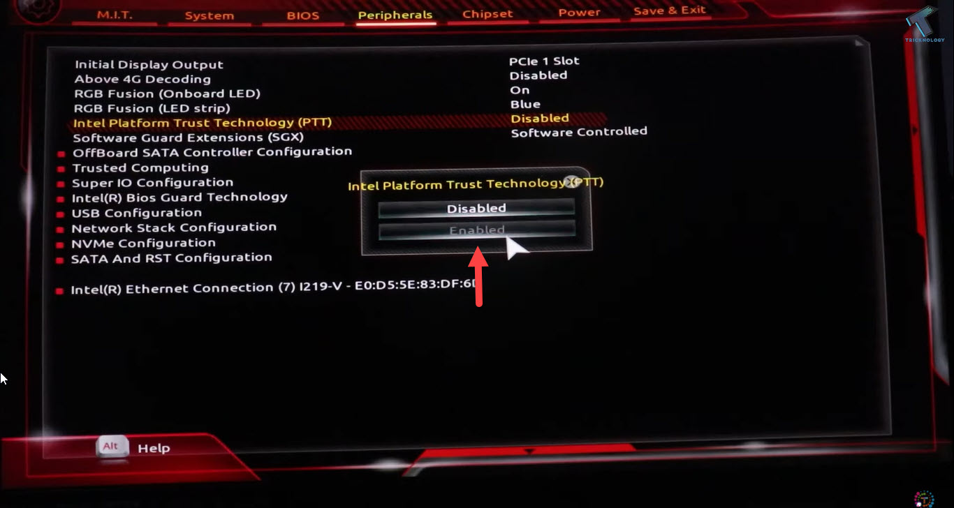 Enable TPM on BIOS for Windows 11