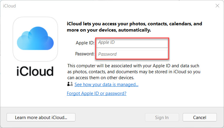 Use iCloud in Windows 11