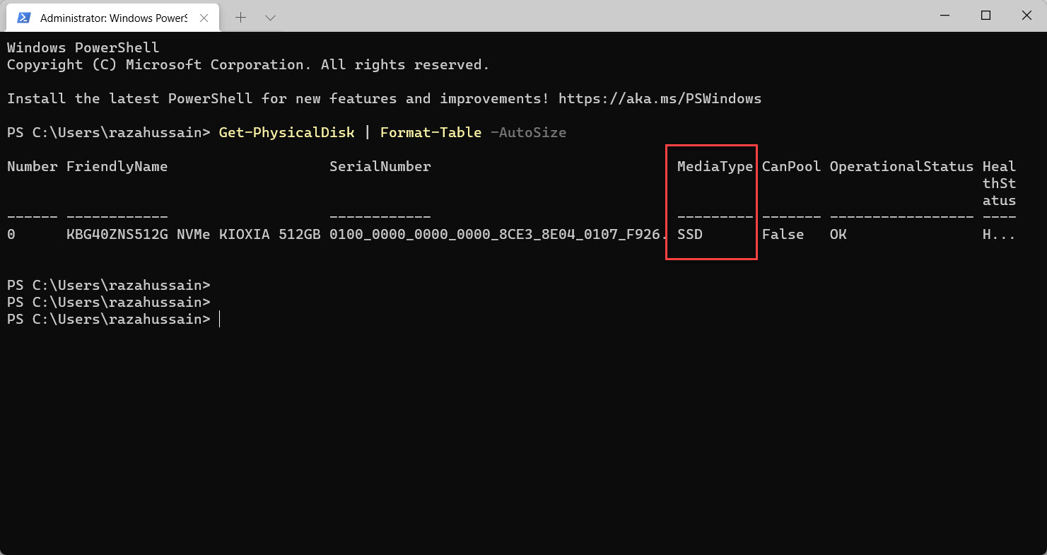 SSD or HDD in Windows 11