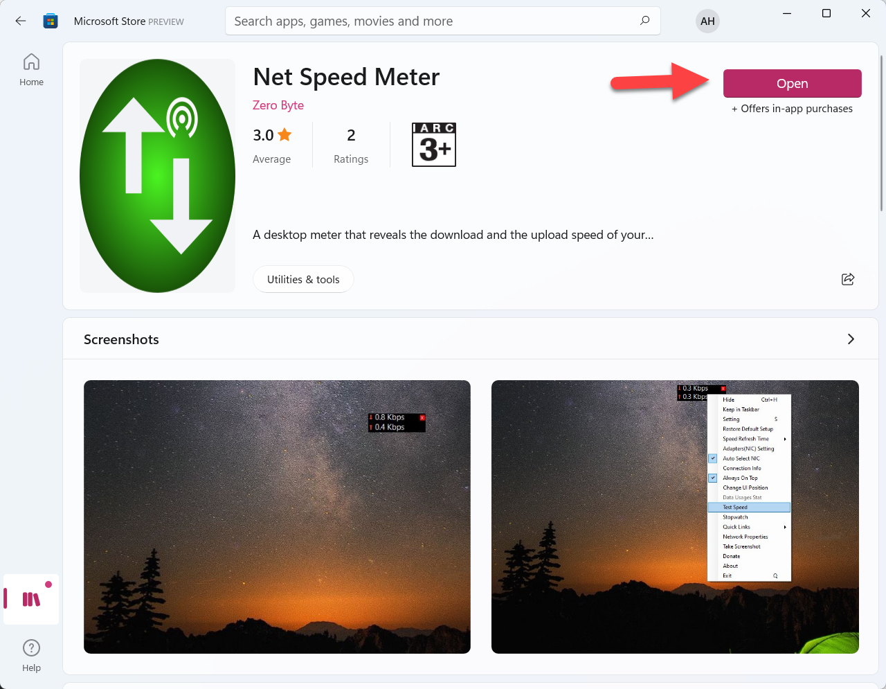 Display Internet Speed Meter