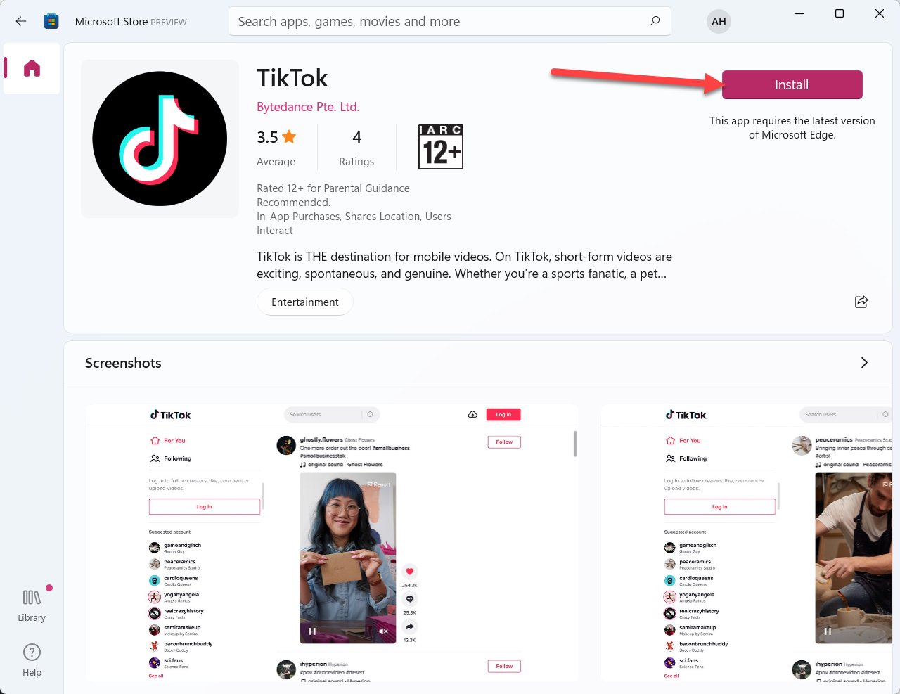 Get TikTok in Windows 11 PC
