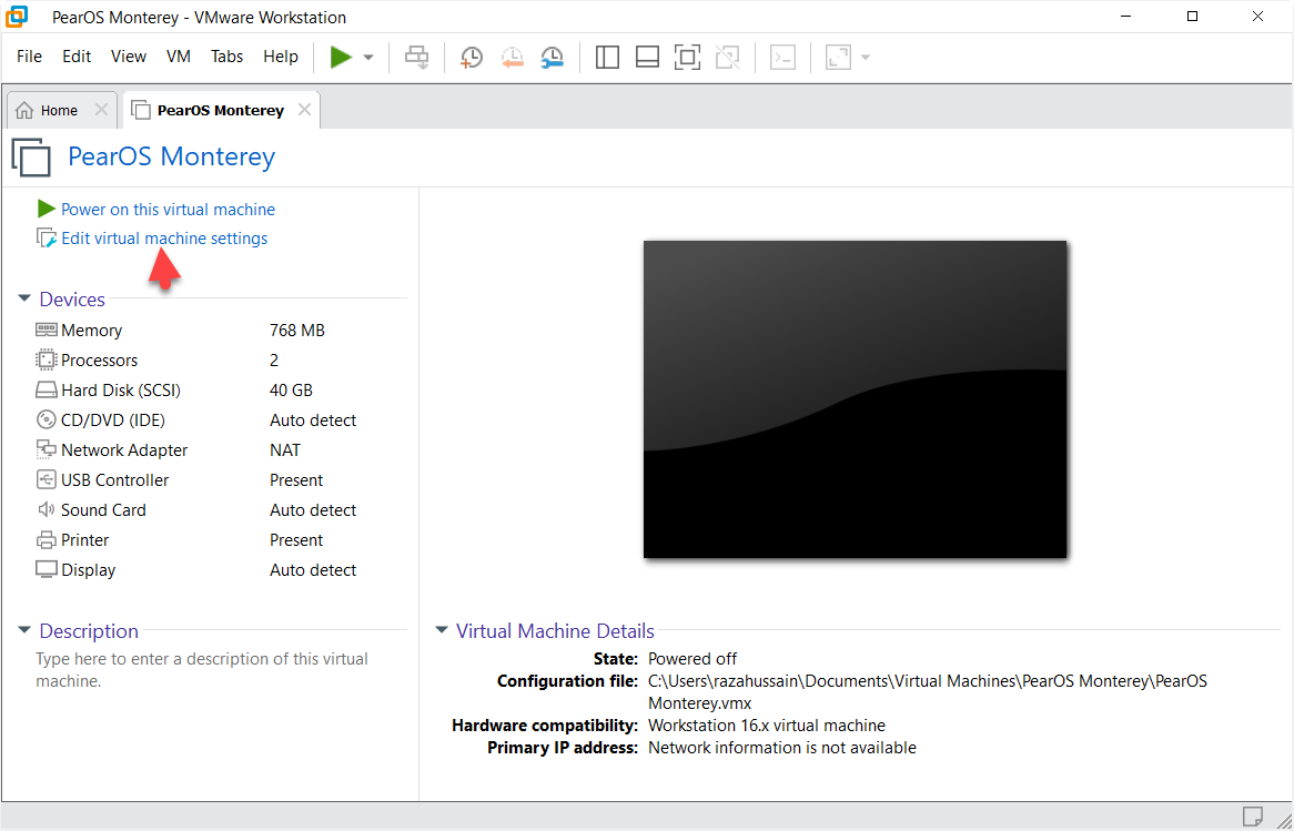 Install PearOS Monterey on VMware