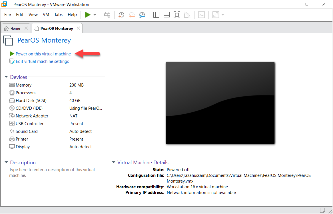 Install PearOS Monterey on VMware