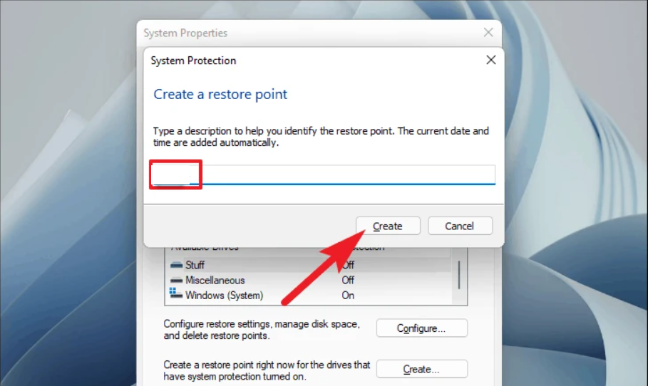 Create A Restore Point in Windows 11