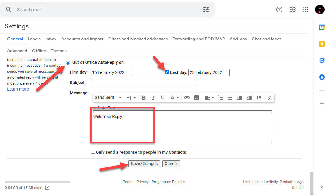 Set Up Auto Reply in Gmail