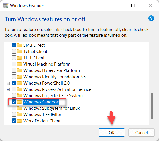 Enable Windows SandBox in Windows 11