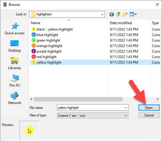 Get Yellow Circle Around Mouse Pointer