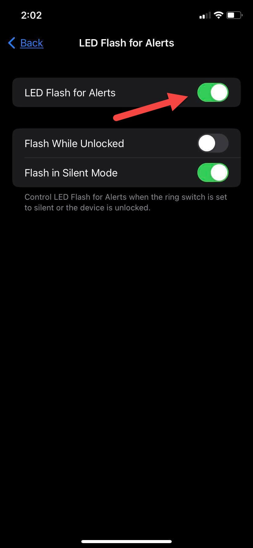 Turn On LED Notification Light on iPhone 14
