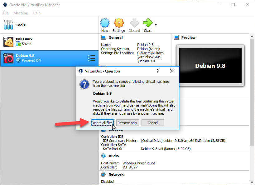 Completely Delete a Virtual Machine on Windows