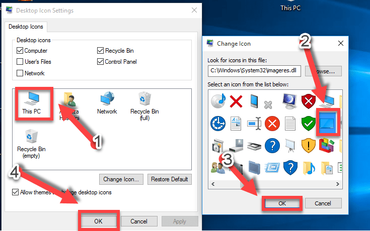 How to Change Windows 10 Desktop icons?