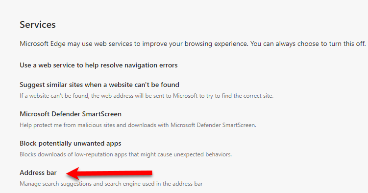 Change the Default Search Engine in Microsoft Edge
