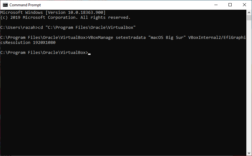 Fix macOS Big Sur Screen Resolution on VirtualBox