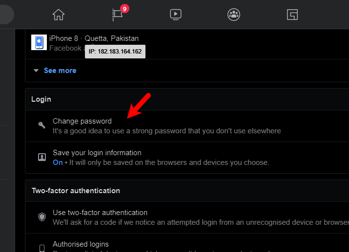 Change Facebook Password