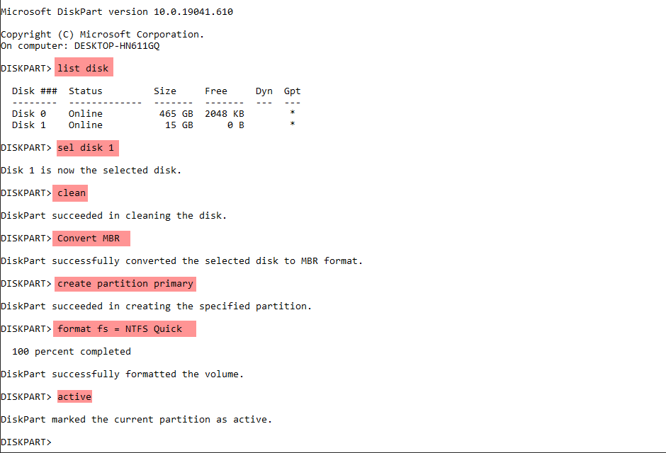 Create GPT Bootable USB With CMD on Windows