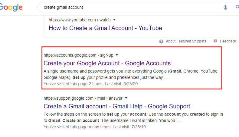 Create your Gmail Account