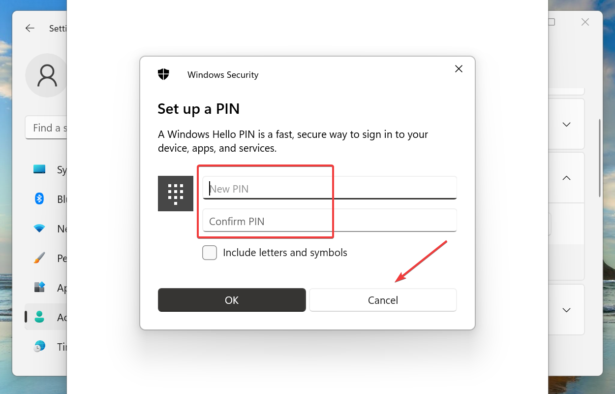 Remove PIN in Windows 11