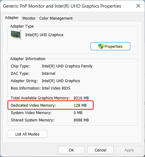 check VRAM in Windows 11