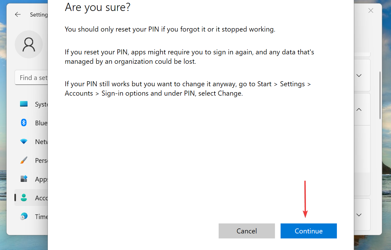 Remove PIN in Windows 11