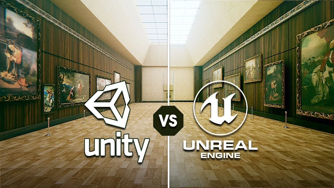 alt="A normal picture with a graphics saying "Unity vs Unreal Engine""