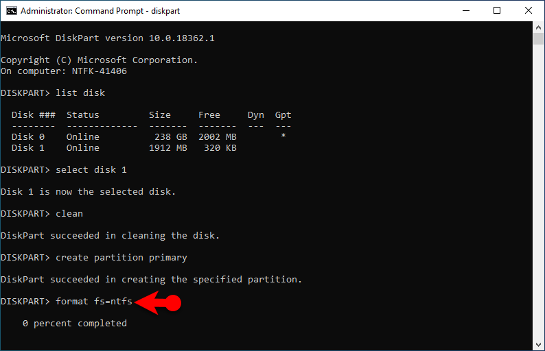 Format USB Flash Drive from Command Prompt