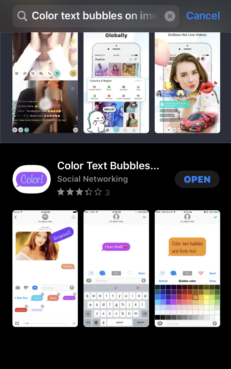 Color Text Bubble on iMessage