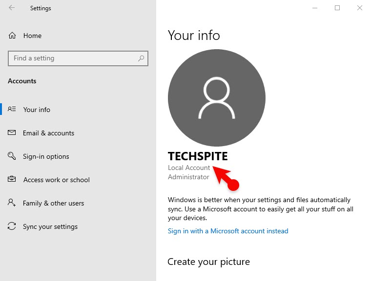 Remove Microsoft Account in Windows 10
