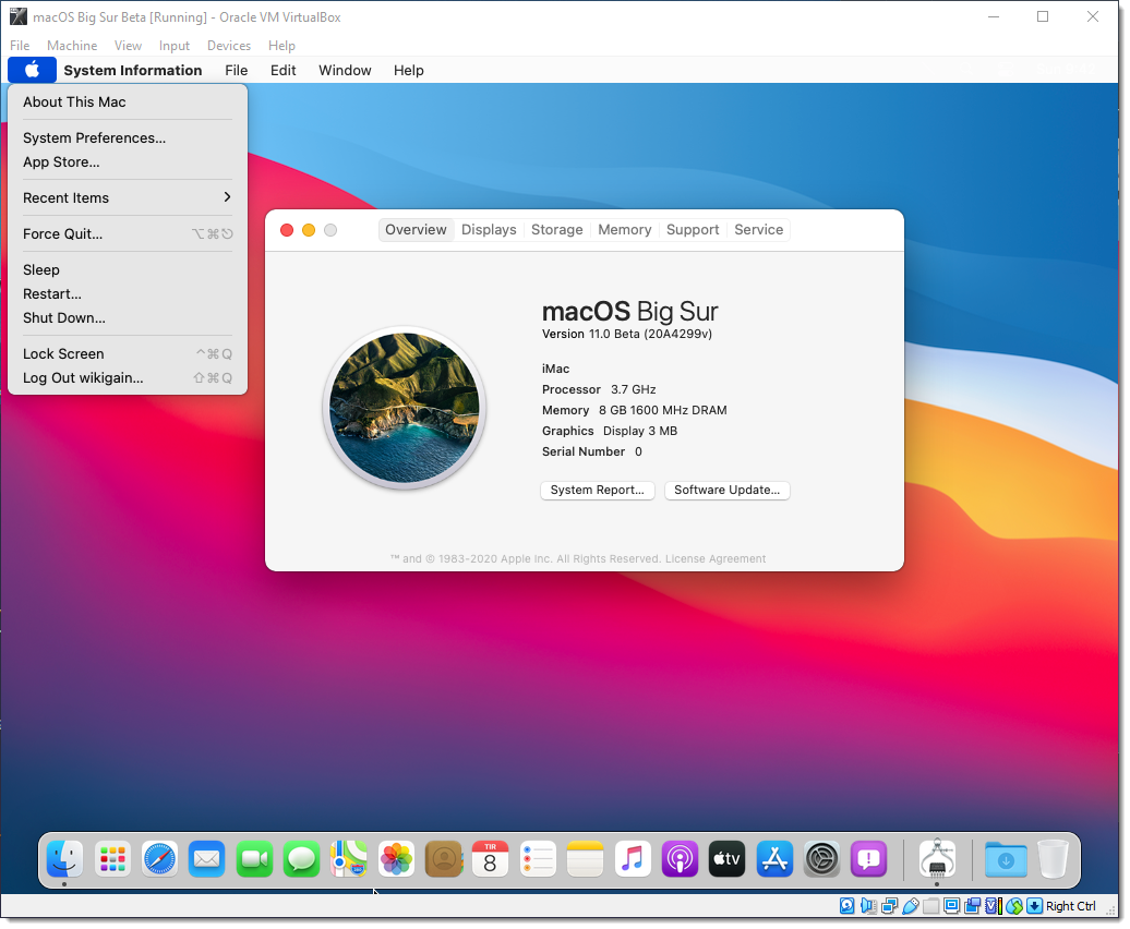 macOS Big Sur on VirtualBox