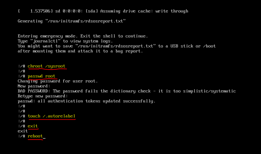 Reset CentOS Root Password