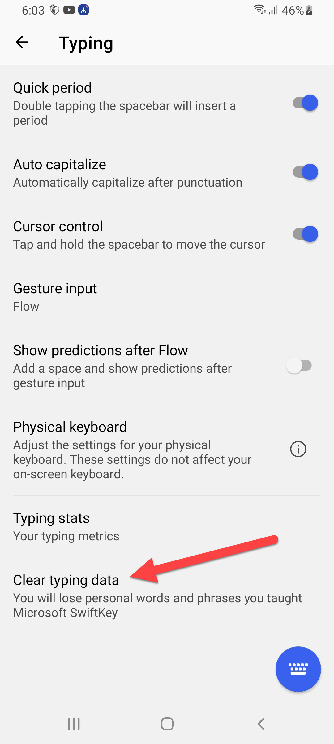 Clear Keyboard History on Android