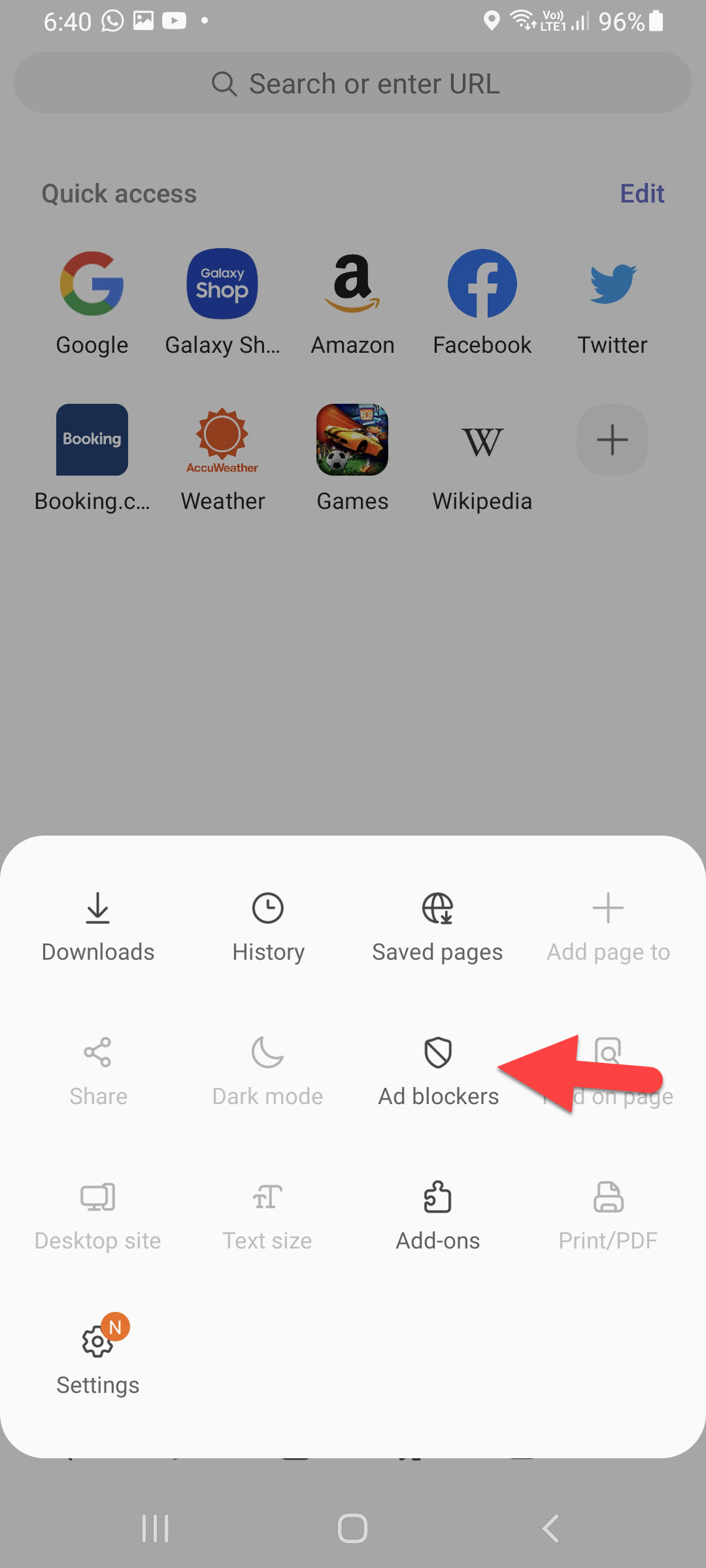 Block Ads on Samsung Internet