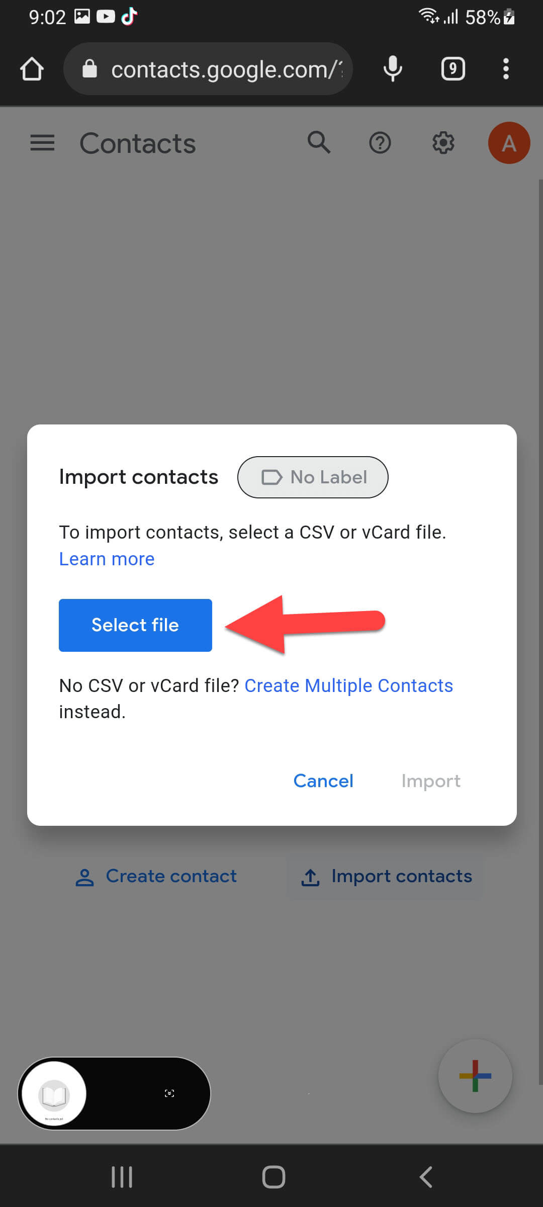 Backup Phone Contacts to Gmail