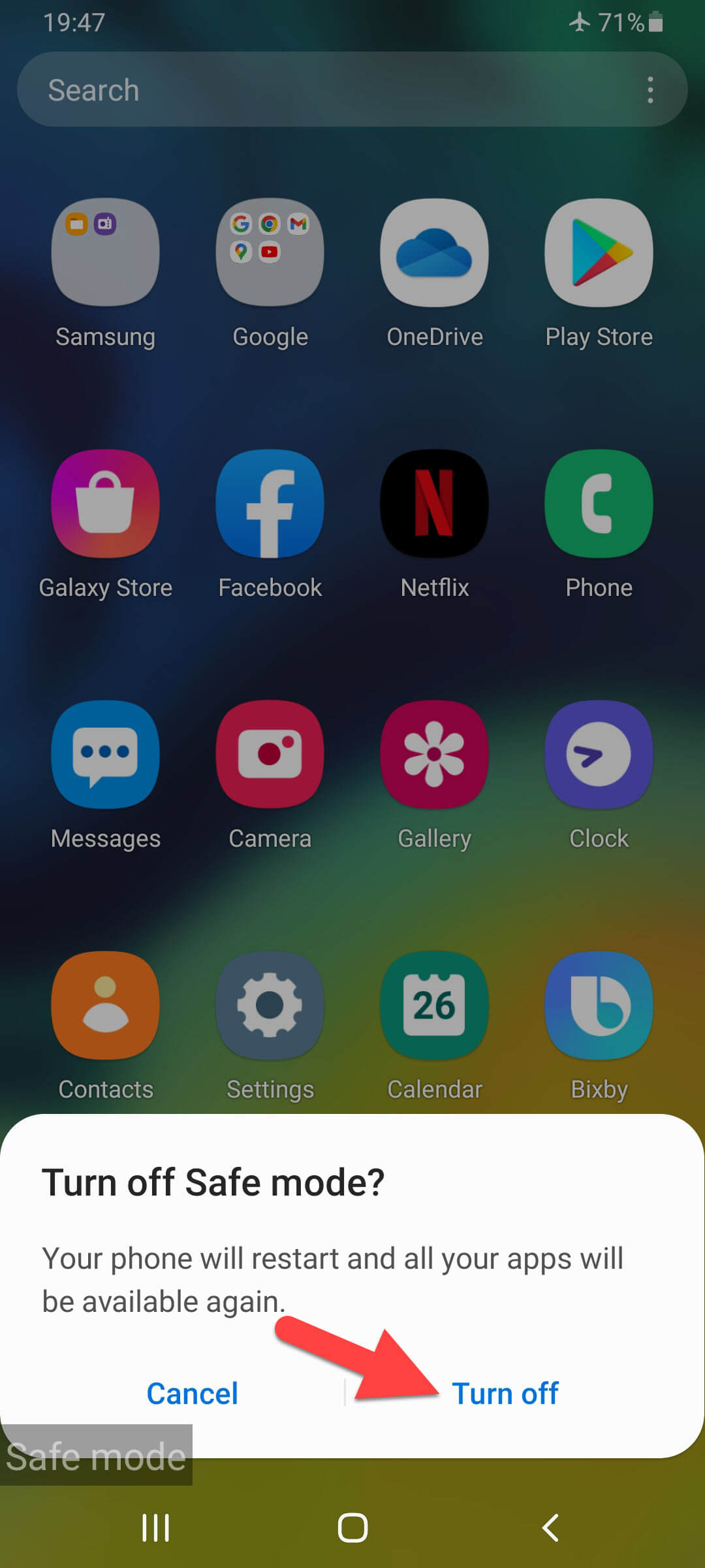 Remove Safe Mode on Samsung Phone