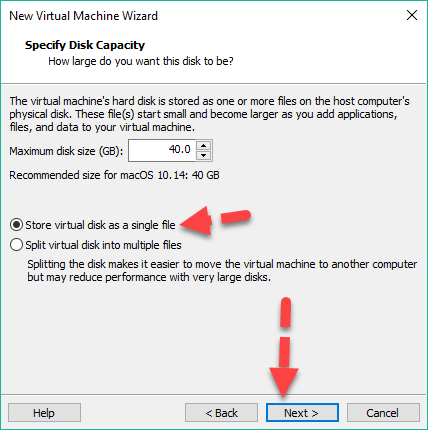 Specify disk capacity