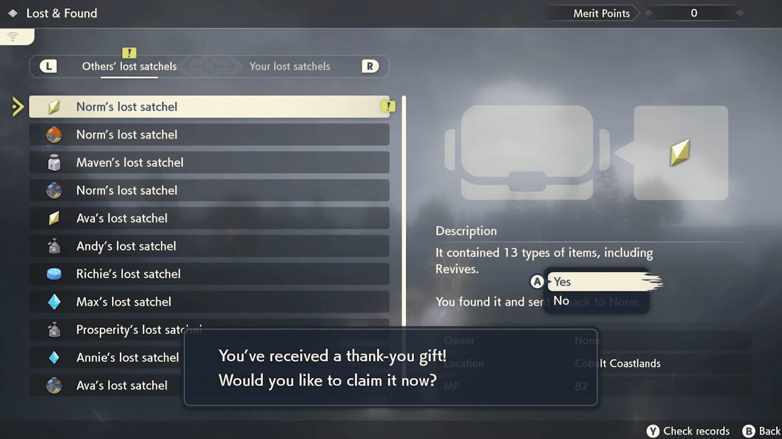 Collect Merit Points to redeem quality items