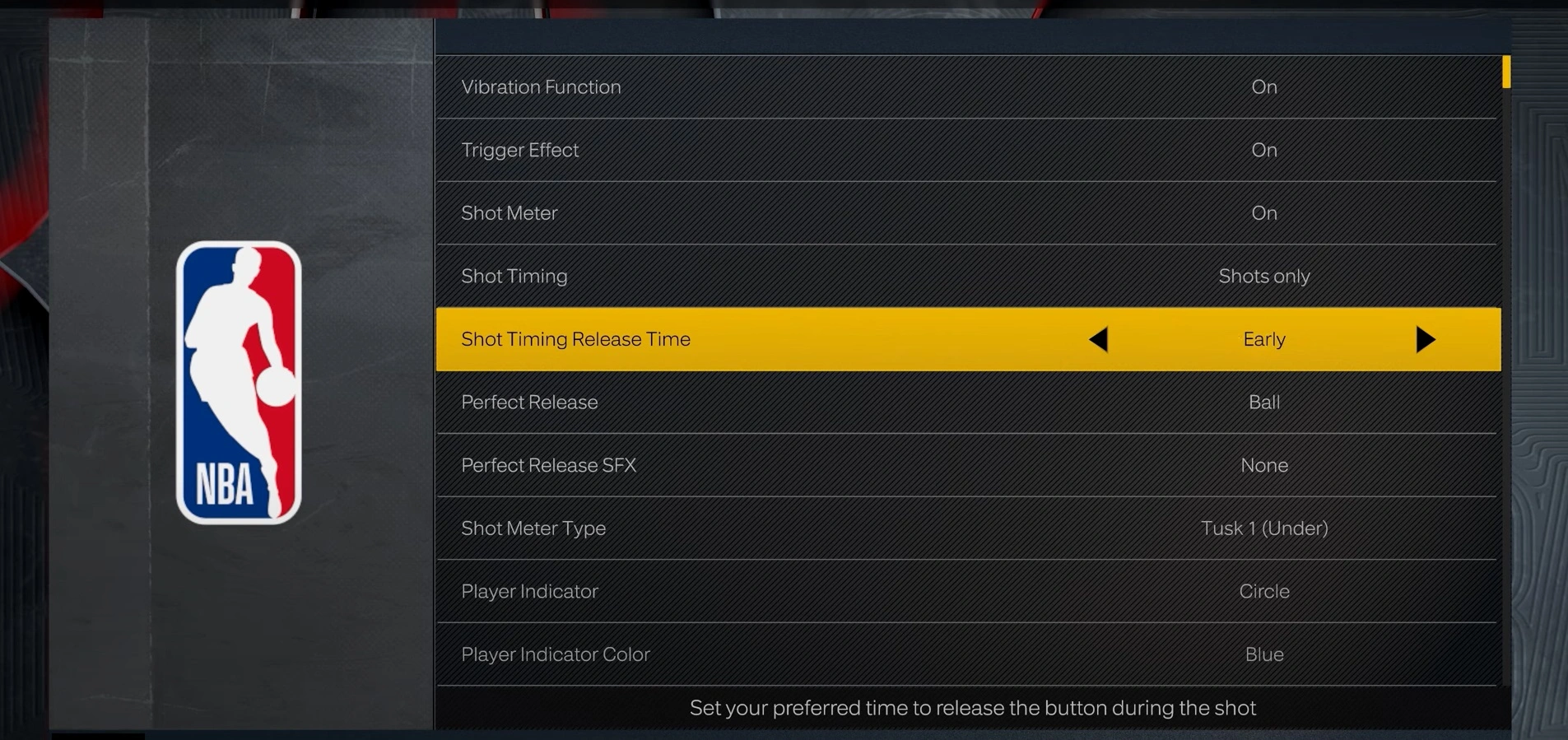 Adjusting the shot timing release
