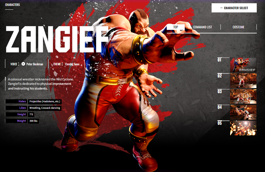 Best Character for Grappling and Throws: Zangief