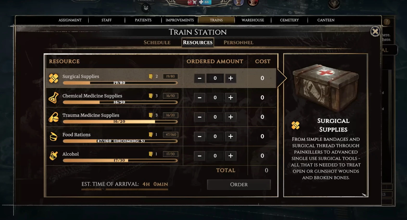 War Hospital- Conserve Precious Funds