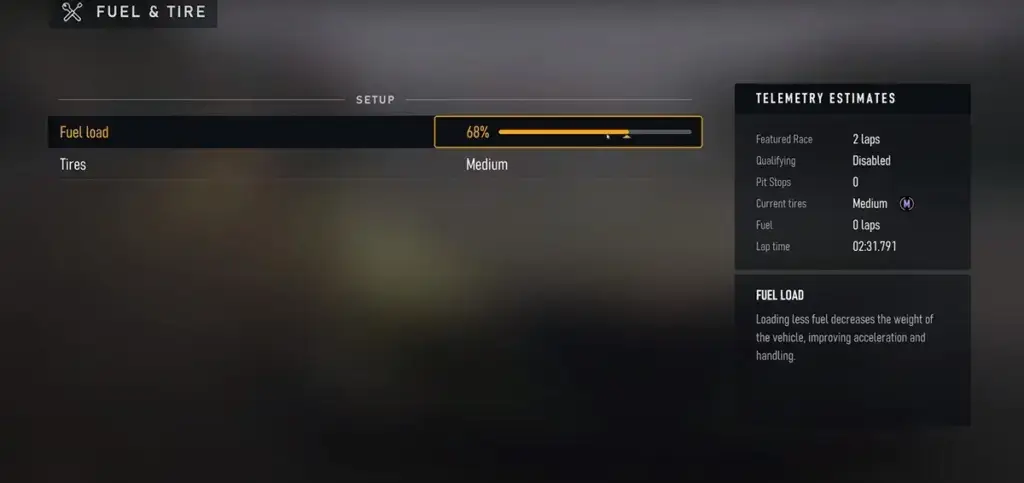Forza Motorsport- Fuel Load