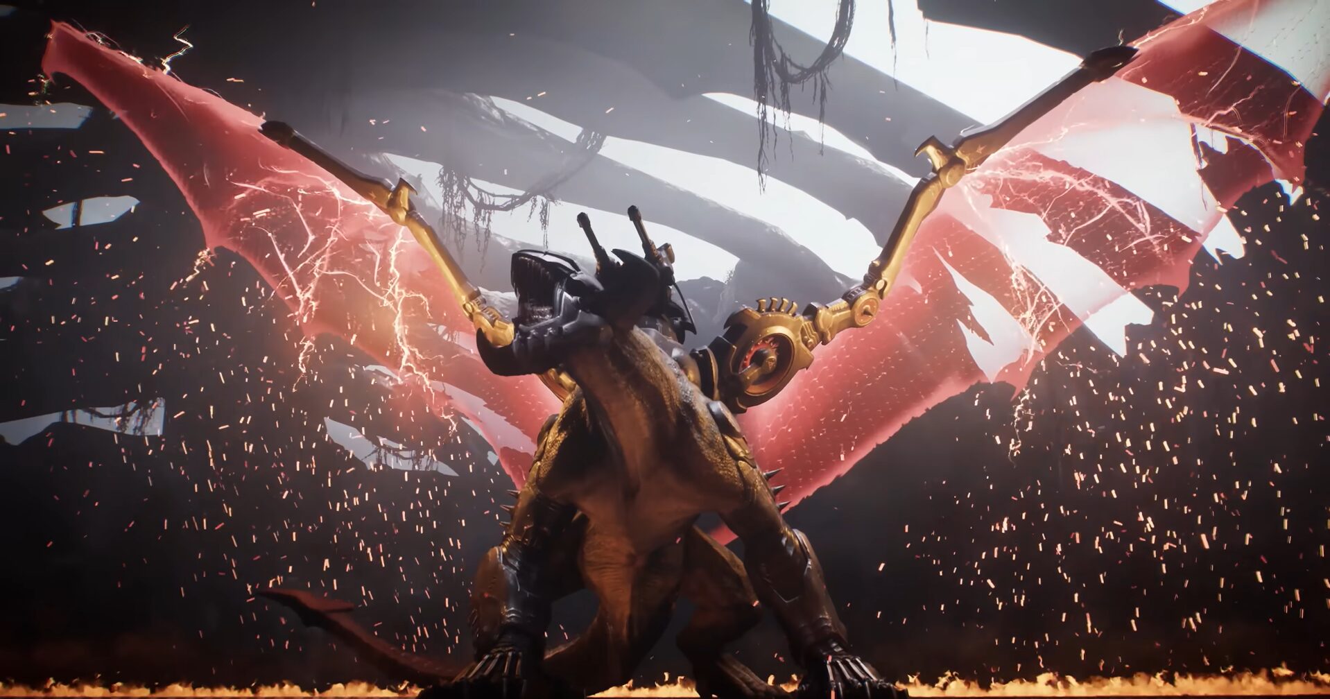 Mecha Dragons Over Demonic Skies