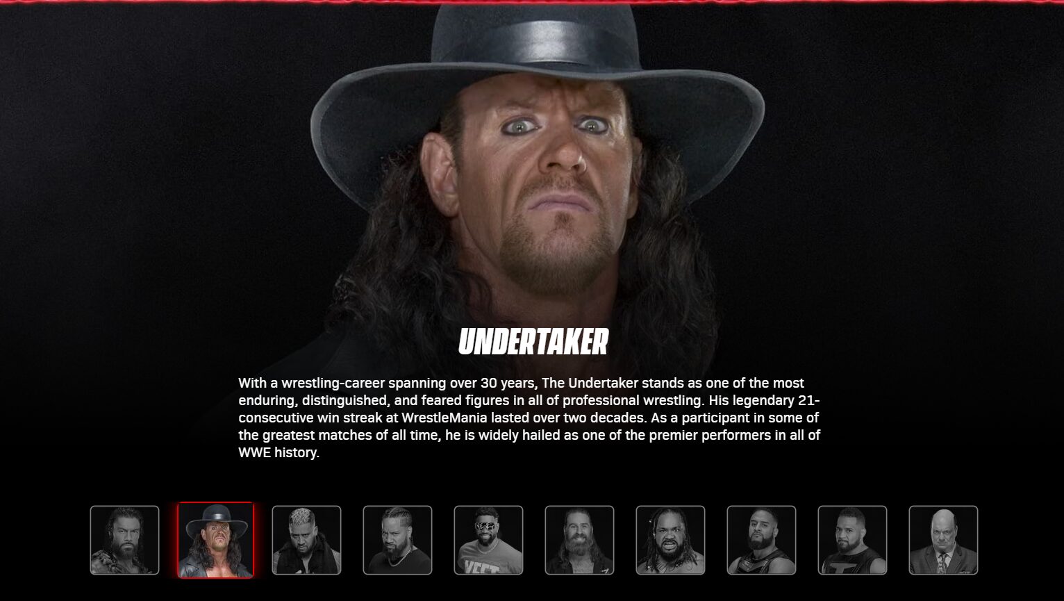 Undertaker character info in WWE 2K25