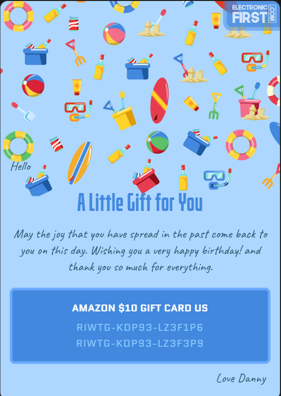 Personalised Amazon Gift Card Example