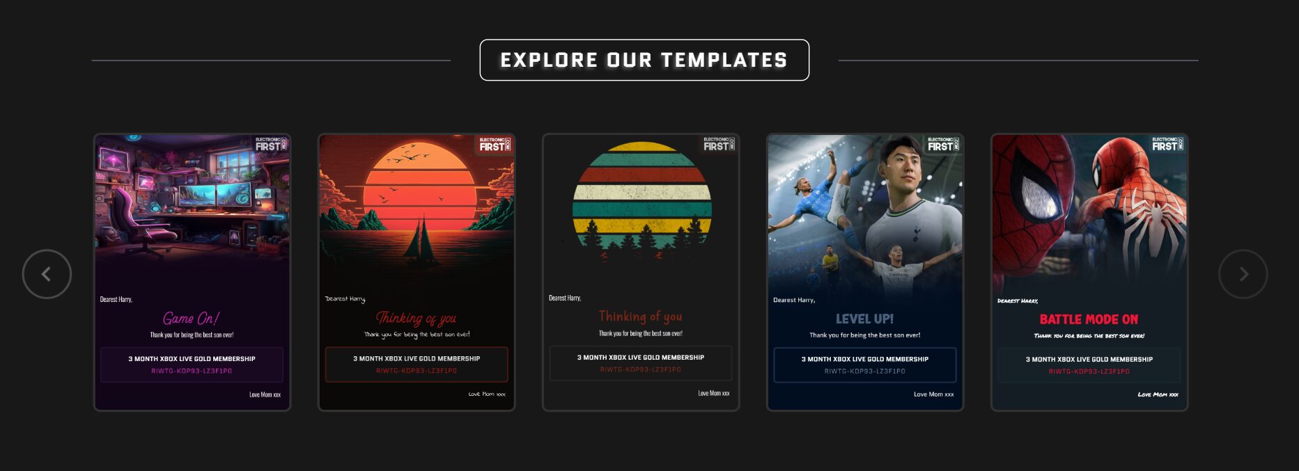 Select the right template to customize your own Visa Gift Card