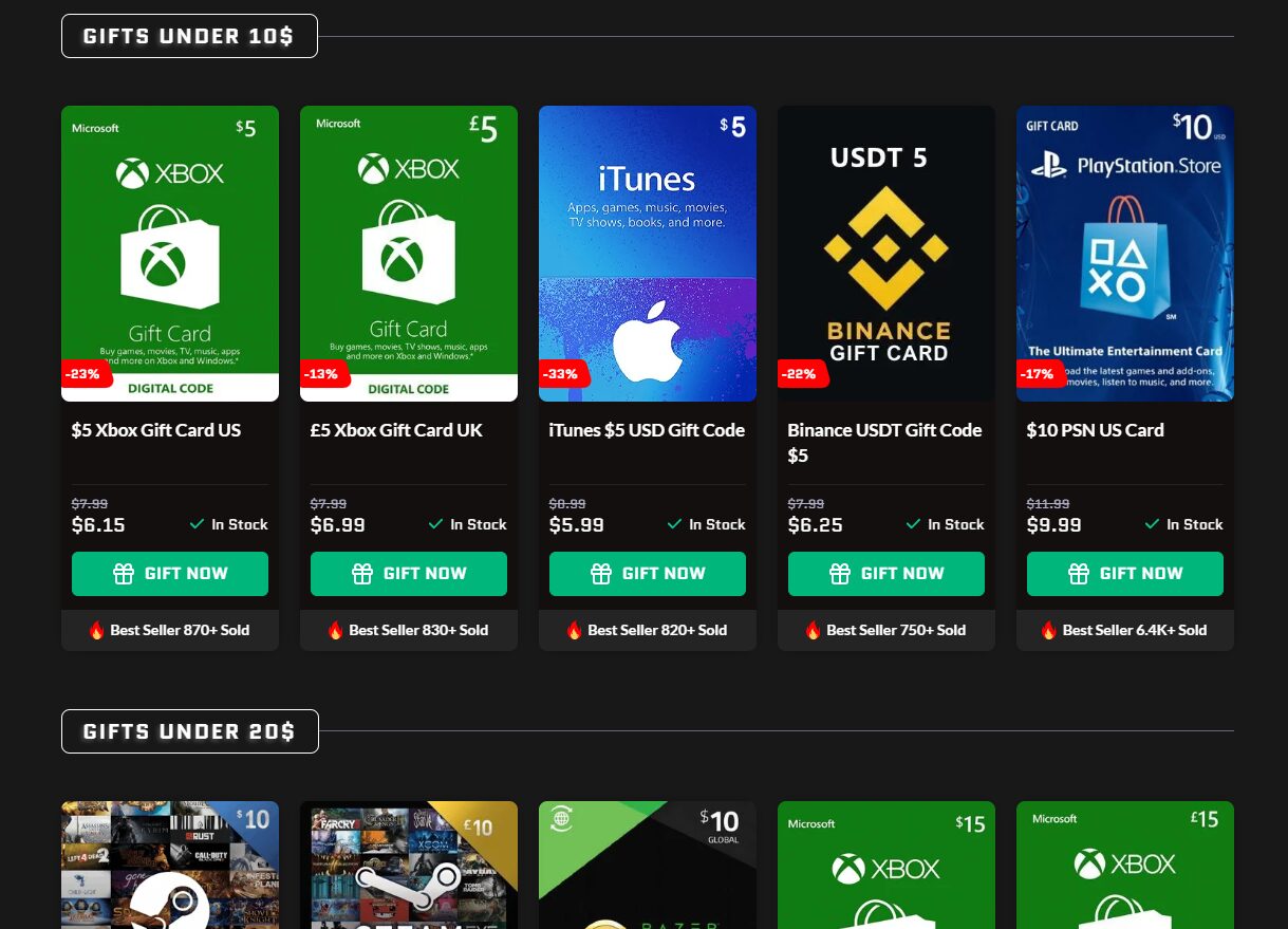 Choose the right value for Visa Gift Card