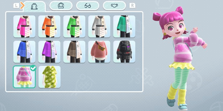 Character customization options in Nintendo Switch Sports