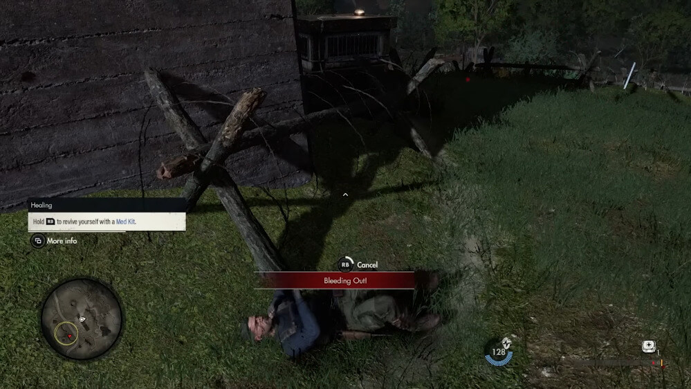 Karl Fairburne in Sniper Elite 5 is bandaging up gunshot wounds in mere seconds.