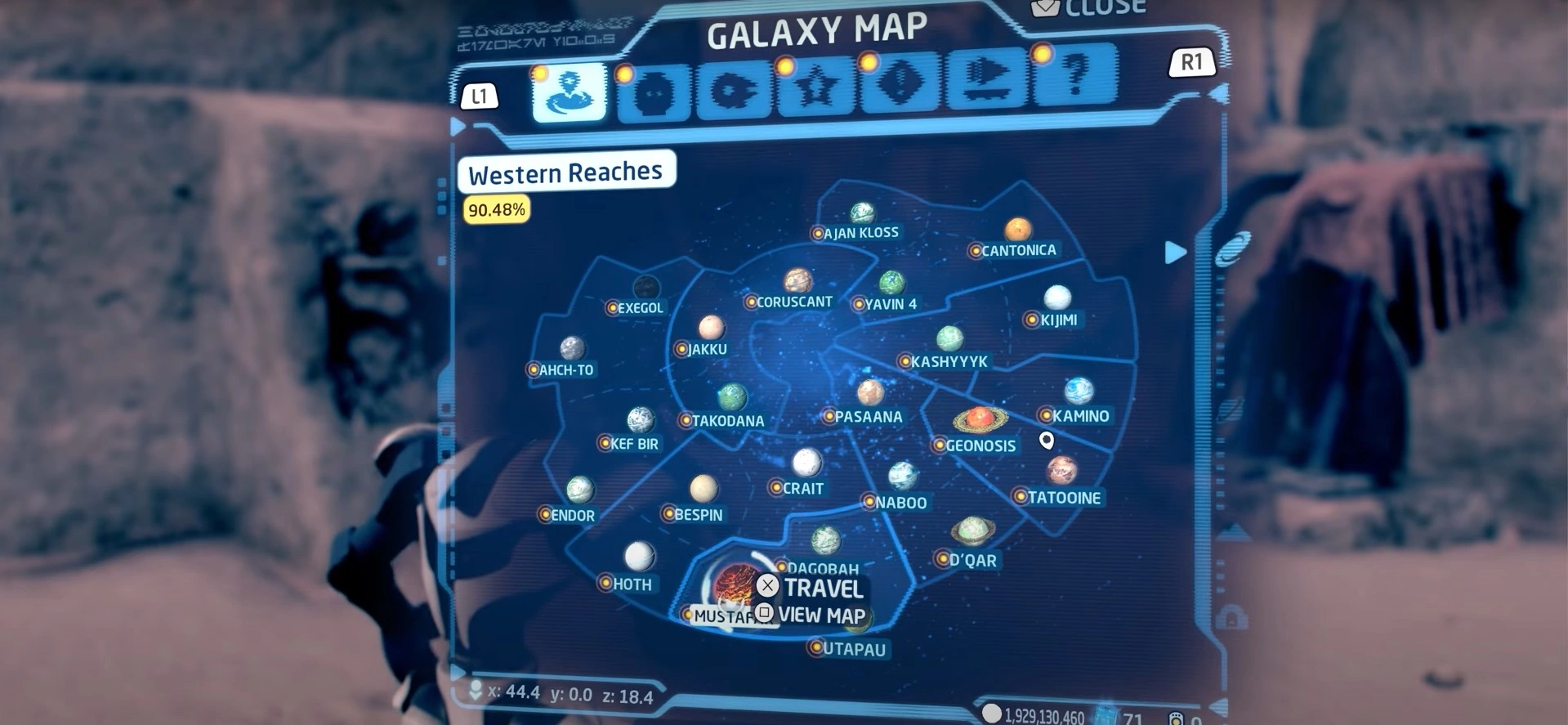 The Galaxy Map displays your overall completion progress